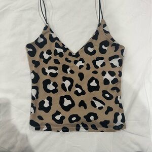 Gaze Leopard Print Cami Top - Black and Tan